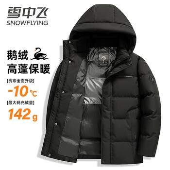 Flying in the snow goose down series down jacket men's short removable hood 2025 new fashion casual coldproof down jacket