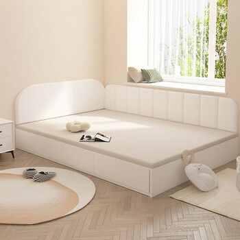 Mppmck tatami wall surround soft-packed bed headboard back cushion self-adhesive tatami veneer wall anti-collision children's room bedside wall surround m style cream white 1 meter long 0.5 meter high