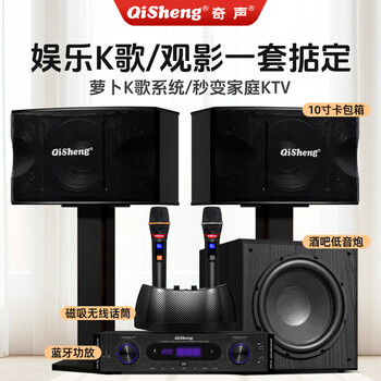 Qisheng family ktv audio outdoor professional audio stage performance high-power speaker wireless microphone guitar singing box bluetooth high-power active audio z3 radish karaoke online version audio set