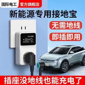 New energy vehicle grounding treasure, electric vehicle charging converter, ground-free universal socket 10a to 16a for car charging, universal standard version, white grounding treasure, grounding-free + leakage protection