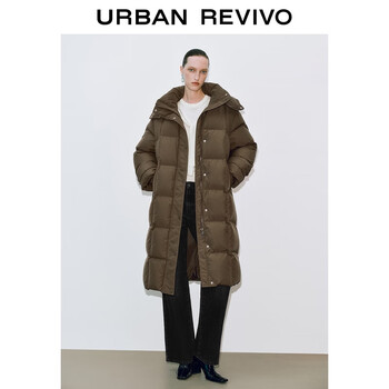 Ur2025 new winter women's temperament hooded quilted long down jacket uwg150056