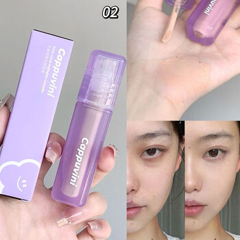 Small purple tube concealer pen to cover and modify blemishes, spots, facial acne marks and brighten moisturizing concealer student 02 light peach color