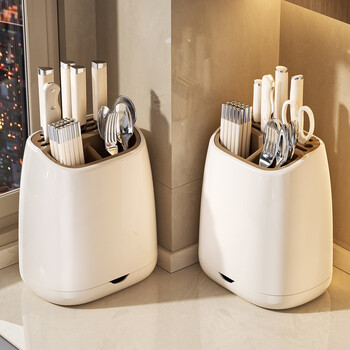Yingsi style kitchen knife rack storage rack household countertop kitchen knife rack multi-functional chopstick barrel knife rack integrated storage box integrated knife rack/chopstick cage rack 1 piece