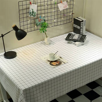 Fantasy tablecloth waterproof and oil-proof coffee table mat rectangular tablecloth plastic desk grid table classic white grid 137*137cm (square table)