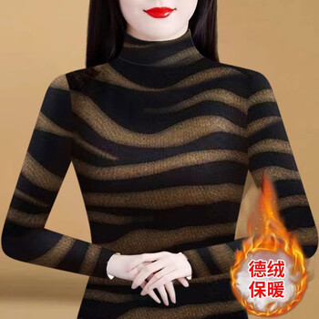 Ouyu half turtleneck german velvet bottoming shirt for women in autumn and winter, new slim-fitting inner wear for middle-aged and elderly mothers, yellow corrugated 2xl, recommended 120-135 pounds