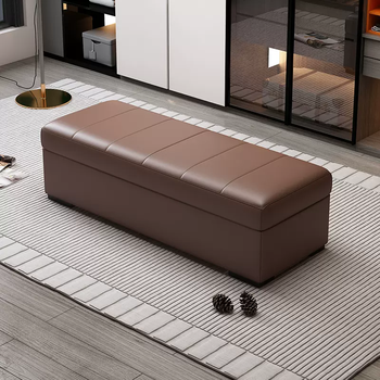 Yusenyi door light stool for shoe storage and storage, luxury seat, high-end leather, large-capacity bedclothes and sofa stool, lava brown 160cm, leather length 160 width 40 height 40 cm storage