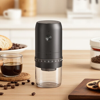 Star-start coffee grinder electric external adjustment portable fully automatic coffee bean grinder portable external adjustment 40-speed grinder black