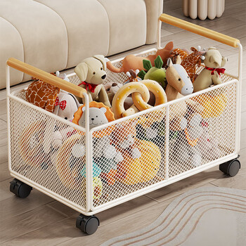 Julihui children's toy storage box large capacity baby doll storage basket plush toy household building block storage box white large - with wheels