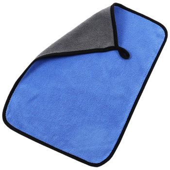 Pioneer coral velvet car wipes, car wash towels, fiber rags, thickened water-absorbent two-color double-sided car towels, gray blue 800g/ 30*60cm (minimum order of 10 pieces)