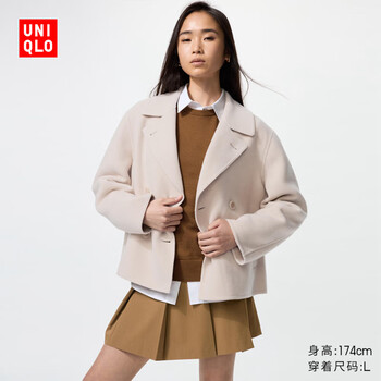 Uniqlo women's double-sided wool casual short coat 478581 30 light beige m /160/84a