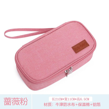 Fat donglai's same style portable cooler box mini small milk bag for working mommy breast milk insulation bag insulin ice rose powder + 2 ice bags (can hold 3 bags of 150ml breast milk) 1 milk bag