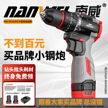Nanwei rechargeable electric drill brushless lithium multi-functional hand drill small steel cannon household electric screwdriver installation tool brushless small steel cannon impact two-power high-end + tool box