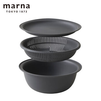 Sailotou three-layer drain basket household dishwashing vegetable basket can be put into the microwave oven drain basket multi-functional drain basket dark gray