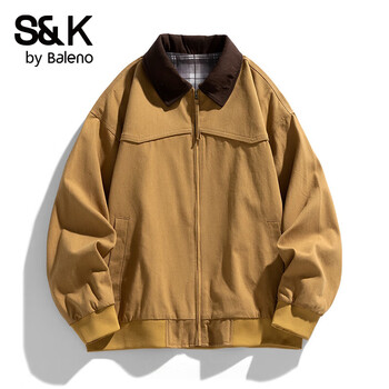 Baleno s&k series work jacket men's autumn and winter cotton thickened american detroit hunting jacket lapel top dark khaki (lapel) s
