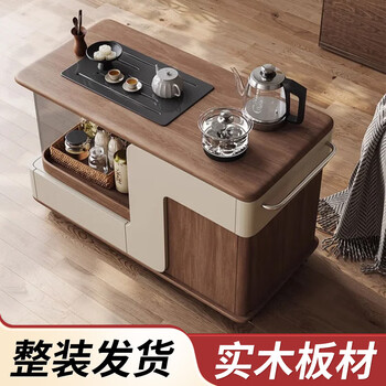 Shidifan side table living room 2025 new light luxury high-end movable solid wood second-hand trolley tea cabinet side table tea table five-piece set mobile kung fu tea cart