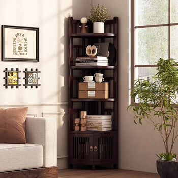 Craftsman decorative corner cabinet corner cabinet household multi-layer corner cabinet wall cabinet wine cabinet bedroom multi-functional storage shelf bookshelf corner cabinet upgraded bold version three-layer doorless version