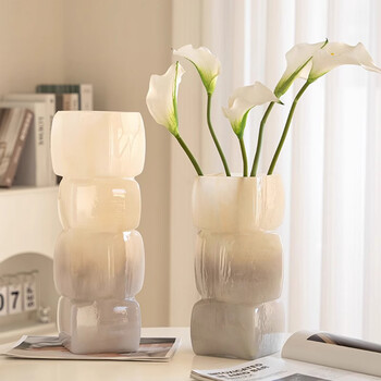 Fan ye's french glass vase, large-diameter, medieval, high-end flower arrangement and glass ornaments, creative living room table decorations