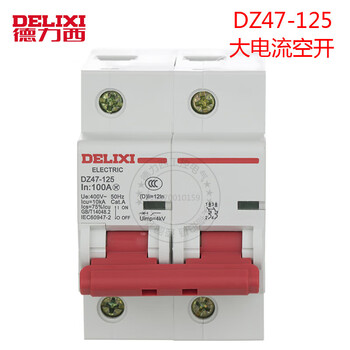 Delixi high power circuit breaker 2p 100a switch 125a control switch 2p 80a 125a 2p