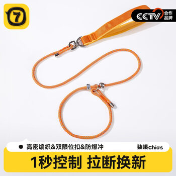 Qioh dog leash p chain p rope leash chain small, medium and large dogs explosion-proof and anti-knot dog walking rope pet supplies orange classic model (press-type limit buckle + anti-suffocation buckle) 1.2 meters