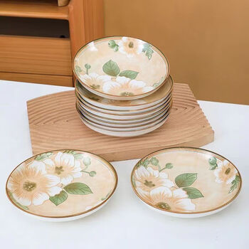 Vinoa vintage camellia 10 bowl 10 plate family bowl and plate set underglaze color vintage camellia 10 bowl 10 plate family bowl and plate set (5 inch bowl-7 inch