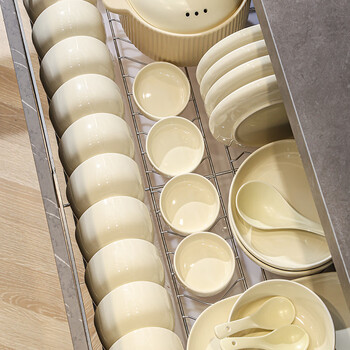 New year's blue cream style dish set for home 2025 new style fresh and high-end light luxury housewarming dishes, bowls, chopsticks and tableware, casserole gift box, 10 people, 44 pieces, fast delivery