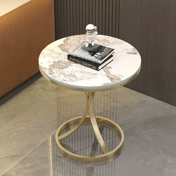 Yusenyi light luxury slate small coffee table side table marble living room sofa corner table simple movable balcony small round table side cabinet (hot model recommend nano paint nano gold) diameter 40 bright pandora slate material