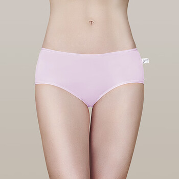 American standard 100% mulberry silk underwear women's mid-rise solid color breathable silk briefs light pink purple m