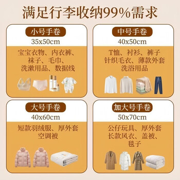 1014 pieces sold in 3 days. no-pump compression bag. hand-rolled vacuum compression bag. suitcase for clothes. family travel. 6 xl, 4 large, 4 medium, 2 small.