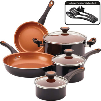 Farberware 10365 glide dishwasher safe nonstick cookware set black 11-pack