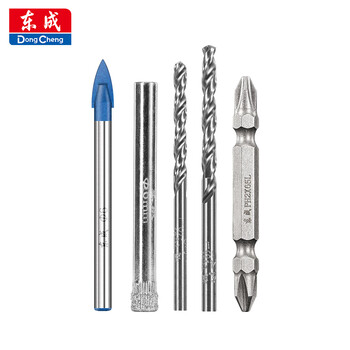 Dongcheng electric drill accessories 5-piece set for electric drills, triangle drill, twist drill, eleven-character bit glass drill, multi-functional household drill