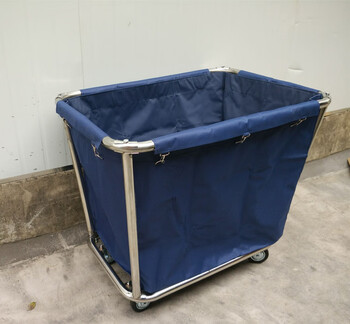 Thickened steel pipe reinforced support conical linen cart hotel room trolley dirty linen collection cart laundry room thickened steel pipe conical linen cart with 4-inch wheels