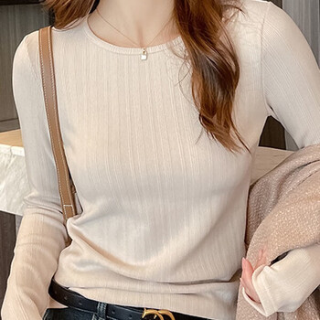 Yu zhaolin round neck long-sleeved bottoming shirt for women spring, autumn and winter 2025 new thickened inner and wearable brushed warm top