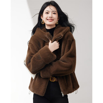 Xinfeiyu imitation mink coat for women 25 winter new fashion temperament high-end hooded thickened warm imitation fur one-piece coat