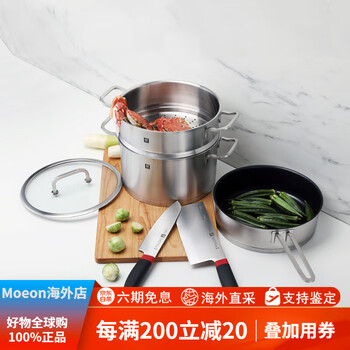 Zwilling wufu linmen set deep-burning pot steamer flat-bottomed frying pan medium slice knife multi-purpose knife 66200-014