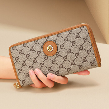 Pierre cardin holiday gift women's bag fashionable and versatile women's hand wallet multifunctional versatile card holder for girlfriend gray 195*30*100(mm)