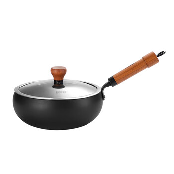 Daeden big-belly iron pot household cooking pot multi-functional one pot multi-purpose uncoated frying pan non-stick pan expanded small iron pot (hw070) 24cm