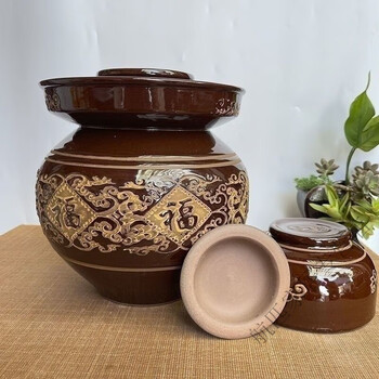 Raft core pickle jar ceramic sealed sichuan red glaze thickened pickle jar thin household pickle pickled egg wholesale zero 100 catties water capacity thickened pickle jar with inner cover