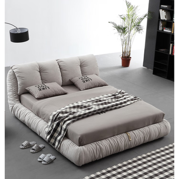 Omijiang light luxury high-end fabric double bed bedroom tatami soft package wedding bed ins style internet celebrity 1.8m large bed