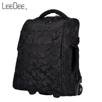 Leedee large-capacity camouflage men's and women's travel bag high school and junior high school students trolley school bag backpack suitcase dazzling black camouflage 19 inches
