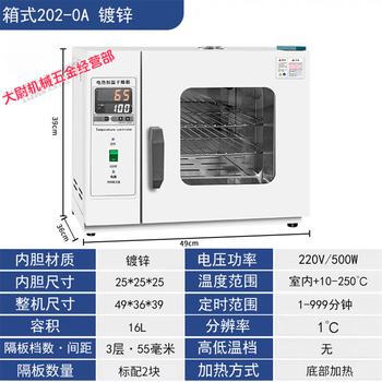 Electric heating constant temperature blast drying oven high temperature small industrial oven medical dryer headlight laboratory oven 25*25*25 galvanized inner tank without blast 202-0a