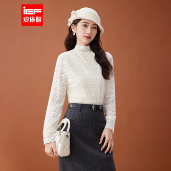 Ief/aiyifu 2025 winter base layer for women with high-end lace and can be worn outside, unique and beautiful top