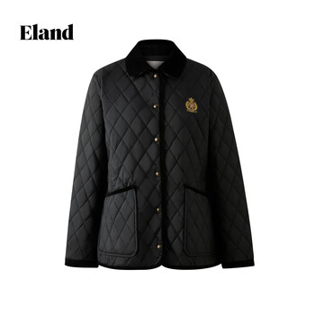 Eland cotton coat women's casual lapel mid-length jacket 2025 winter new style black 160