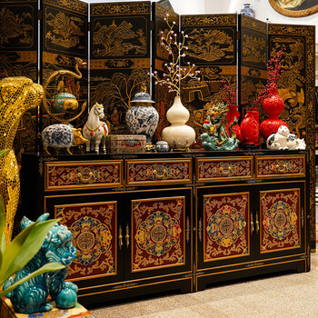 Ts22 new chinese style painted home dining side cabinet storage length 2.1 meters partition cabinet 210*40*102cm