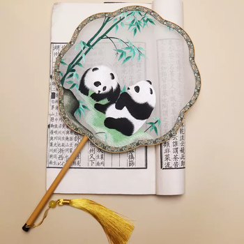 Yusen recalls su embroidery ancient style round fan suzhou chinese style silk fan silk hanfu double-sided embroidered palace fan accessories gifts for foreigners ping an jixiang craft fan