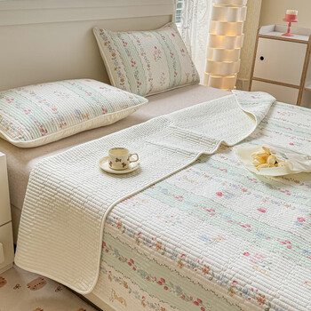 Rsrddy cotton custom-made class a maternal and infant summer four-season small floral quilted sheets twill tatami kang cover three-piece set 3-piece flower knowledge pure cotton bed cover three-piece set 120*200 + pillowcases 2 pieces