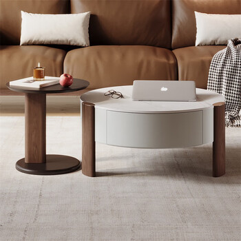 Gujia wood art gujia home furnishing kuka store same style gujia wood art nordic glossy slate combination round coffee table pt8030td/pt8030tb combination coffee table round