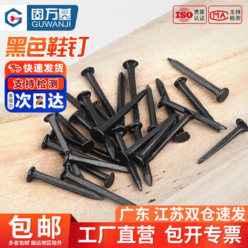 Guwanji black shoe nails, square small iron nails, small woodworking board autumn leather nails, triangular nails, pointed nails, revised mini shoe nails, 10 mm (50 g), about 410 pieces