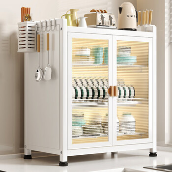 He jiagong kitchen dish storage rack countertop storage box household bowls, plates, chopsticks storage rack multi-functional drain cupboard white three-layer single rack insect-proof and dust-proof load-bearing strong