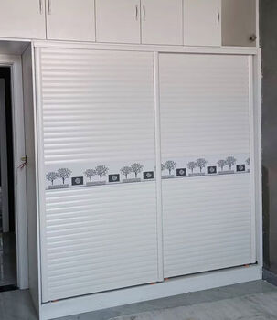 Shantou lincun wardrobe door sliding door pvc wood plastic board wardrobe sliding door sliding door partition sliding door sliding door angel white color width and height