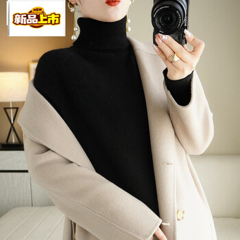 Super nice-looking black turtleneck sweater for women at first diameter 2025 new autumn and winter knitted bottoming shirt for women with slim fit top, black s